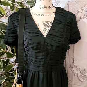 Burberry Black Mulberry Silk Ruched Top Dress 8